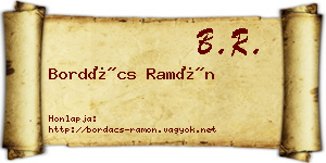 Bordács Ramón névjegykártya